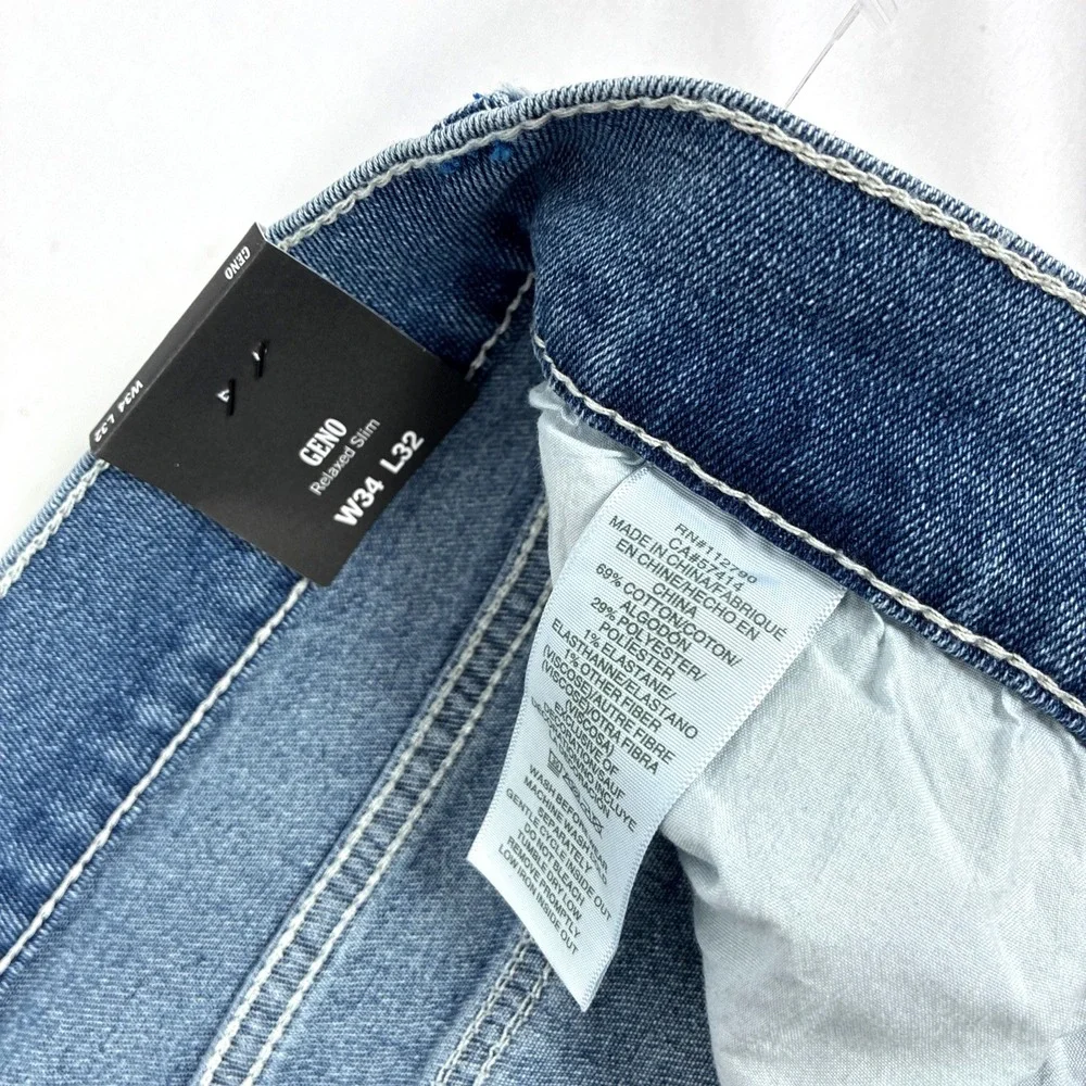 New True Religion Geno SN HS Appliqué Flap Slim Relaxed Jeans Mens 34x32 NWT